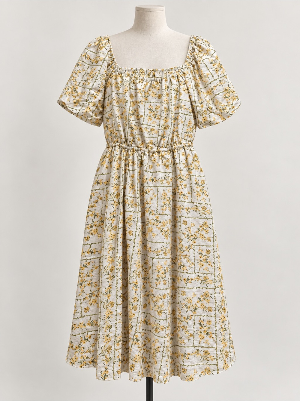 Joie Cream Midi Dress with Yellow Floral Print NWT